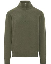 Malo - Pull En Cachemire À Col Zippé - Lyst