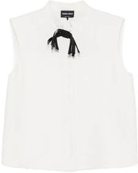 Giorgio Armani - Bow-Detail Sleeveless Shirt - Lyst