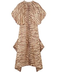Stella McCartney - Tiger-Print Organic Silk Midi Dress - Lyst