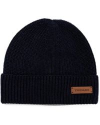 Trussardi - Logo-Patch Ribbed-Knit Beanie Hat - Lyst