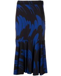 Stella McCartney - Haya Satijnen Rok Met Bloemenprint En Flared Zoom - Lyst