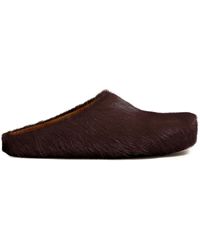 Marni - Long-Hair Calfskin Fussbett Sabot - Lyst