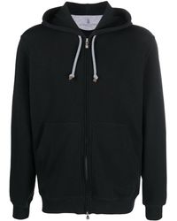 Brunello Cucinelli Hooded Zip-up Sweatshirt - Black