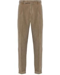 PT Torino - Ribfluwelen Broek Met Geplooid Detail - Lyst