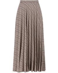 Saint Laurent - Pleated Check-Pattern Maxi Skirt - Lyst