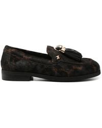 Apepazza - Tassel-Detail Leopard-Print Loafers - Lyst