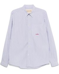 Valentino Garavani - Striped Logo-Embroidery Cotton Shirt - Lyst