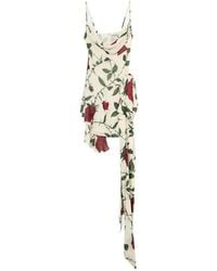 Blumarine - Rose-Print Draped Mini Dress - Lyst