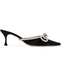 Mach & Mach - Double Bow Crystal-embellished Satin Heeled Mules - Lyst