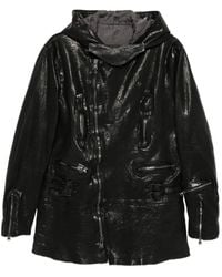 Yohji Yamamoto - Hooded Crinkled Leather Coat - Lyst