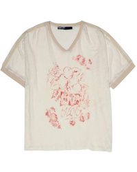 Bimba Y Lola - Fruit-Logo Print Linen T-Shirt - Lyst