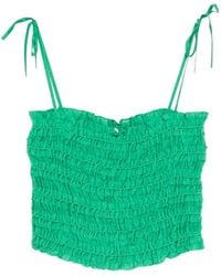 Tory Burch - Smocked Viscose Top - Lyst