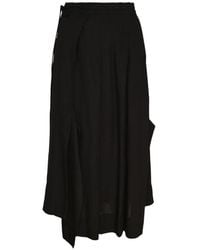 Yohji Yamamoto - Unbalanced Tuck Mid Skirt - Lyst