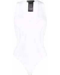 Alberta Ferretti Mesh-patterned Bodysuit - White