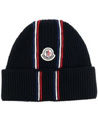 Moncler - Logo-patch Knitted Beanie - Lyst