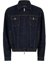 DSquared² - Dark Wash Drawstring Denim Jacket - Lyst