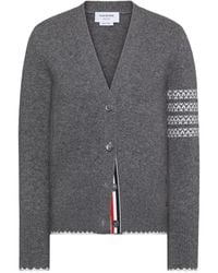 Thom Browne - V-Neck Four-Stripe Cardigan - Lyst