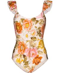 Zimmermann Badpak Met Bloemenprint - Oranje