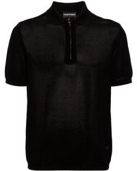 Emporio Armani - Gestricktes Poloshirt mit Reißverschluss - Lyst