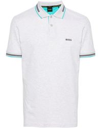 BOSS - Meliertes Poloshirt mit gummiertem Logo - Lyst