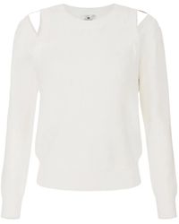 Elisabetta Franchi - Cut-Out Shoulder-Plaque Sweater - Lyst
