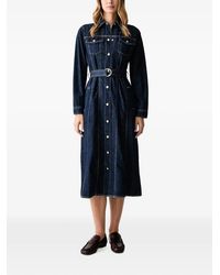 GANT - Belted Button-Down Midi Dress - Lyst