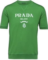 Prada - Intarsia Logo Knitted Top - Lyst