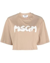 MSGM - Camiseta corta con logo estampado - Lyst