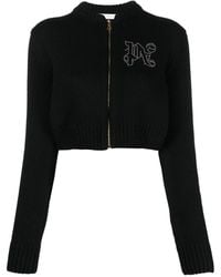 Palm Angels - Monogram Stud Zip Sweater Clothing - Lyst