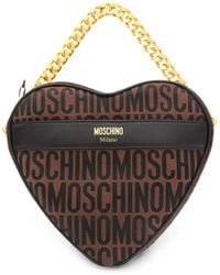Moschino - Jacquard-Logo Heart-Shaped Shoulder Bag - Lyst
