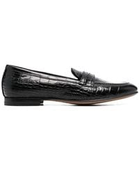 SCAROSSO - Crocodile-effect Leather Loafers - Lyst