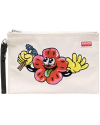KENZO - Motif-embroidered Clutch Bag - Lyst