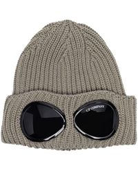 C.P. Company - Goggles-detail Ribbed Wool Beanie - Lyst