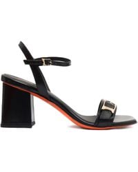 Santoni - Buckle-Detail Block-Heel Sandals - Lyst