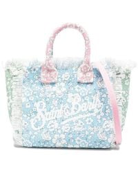 MC2 Saint Barth - Mini Vanity Floral-Print Fringed Tote Bag - Lyst