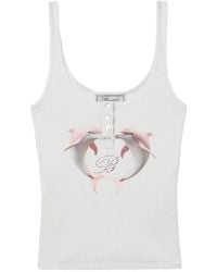 Blumarine - Dolphin-print Ribbed Top - Lyst