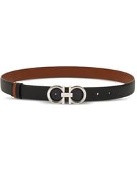 Ferragamo - Reversible And Adjustable Belt With Hammered Gancini - Lyst