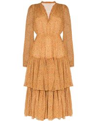 byTiMo Jurk Met Ruches - Oranje