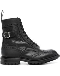 Tricker's - Lace-Up Leather Biker Boots - Lyst