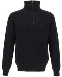 FILIPPO DE LAURENTIIS - Ribbed Quarter-Zip Sweater - Lyst