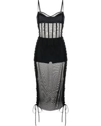 Monse - Lace-Up Detail Mesh Midi Dress - Lyst