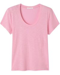 American Vintage - Jacksonville T-Shirt Met Diepe Ronde Hals En Korte Mouwen - Lyst
