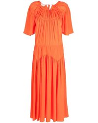 Marni - Robe Mi-Longue En Soie À Fronces - Lyst