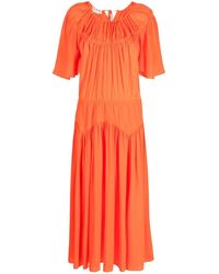Marni - Midi-Jurk Met Gesmockt Detail - Lyst