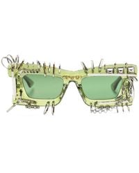 Kuboraum - Piercing-detail Rectangular-frame Sunglasses - Lyst