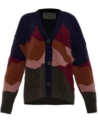 Akep - Abstract-Pattern V-Neck Cardigan - Lyst
