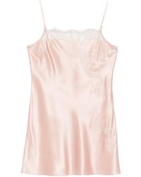 Carine Gilson - Lace-Detail Straight-Neckline Silk Slip - Lyst
