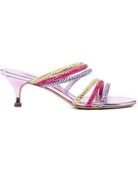 Casadei - Crystal-Embellished Metallic Sandals - Lyst