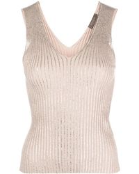 Peserico - Ribbed-Knit V-Neck Top - Lyst
