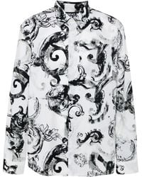 Versace - Watercolor Barocco Cotton Shirt - Lyst
